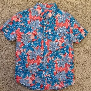 Vineyard Vines Boys Blue and Pink Floral Shirt